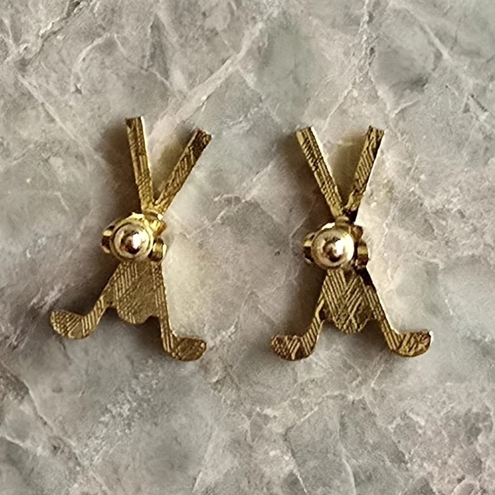 Vintage golfing club‎ themed cufflinks gold tone men accessories